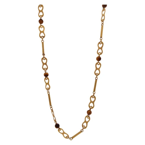 Colar Ouro 18K E Olhos De Tigre