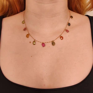 Colar Ouro 18K E Turmalinas