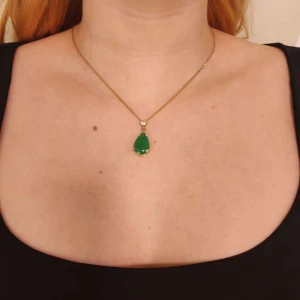 Colar Ouro 18K, Esmeralda E Diamante