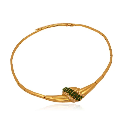 Colar Ouro 18K, Esmeraldas E Diamantes