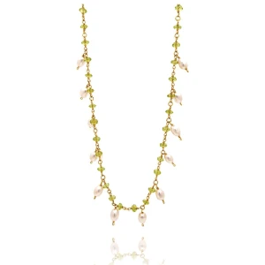 Colar Ouro 18K, Peridotos E Pérolas