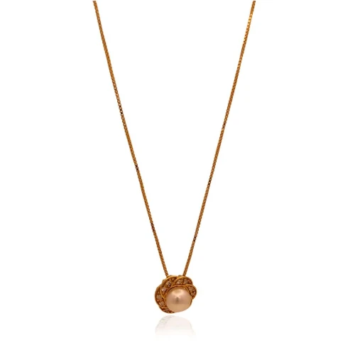 Colar Ouro 18K, Pérola E Diamantes