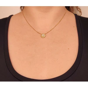 Colar Ouro 18K, Pérola E Diamantes