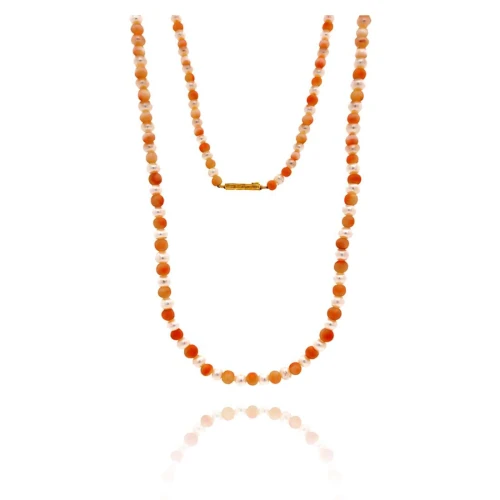 Colar Ouro 18K, Pérolas E Corais