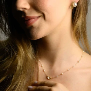Colar Ouro 18K, Pérolas E Topázios