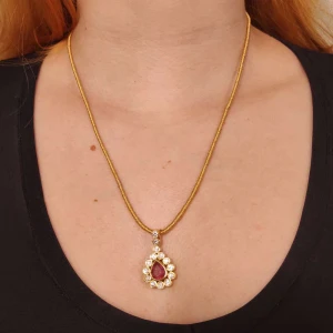 Colar Ouro 18K, Rubelita E Diamantes