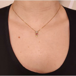 Colar Ouro 18K, Rubis E Diamantes
