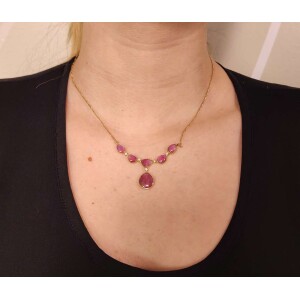 Colar Ouro 18K, Rubis E Diamantes