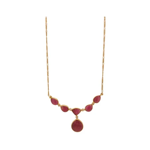 Colar Ouro 18K, Rubis E Diamantes