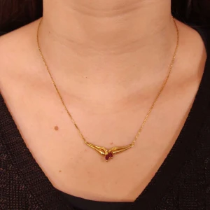 Colar Ouro 18K Rubis E Diamantes
