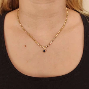 Colar Ouro 18K, Safira E Diamantes Colar Ouro 18K, Safira E Diamantes