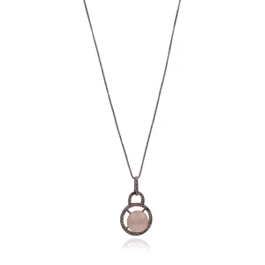 Colar Ouro Branco 18K, Diamantes E Pérola