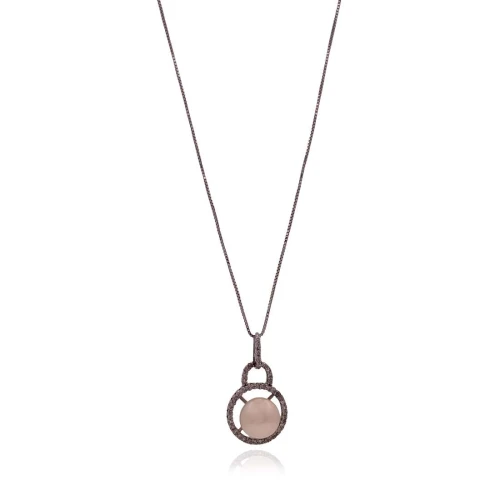 Colar Ouro Branco 18K, Diamantes E Pérola
