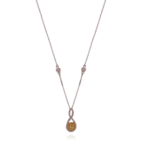 Colar Ouro Branco 18K e Diamantes