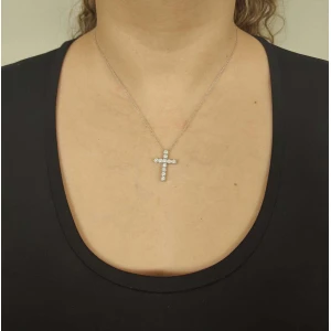 Colar Ouro Branco 18k E Diamantes