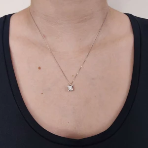 Colar Ouro Branco E Diamante Solitário Colar Ouro Branco E Diamante Solitário