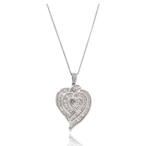 Colar Ouro Branco E Diamantes