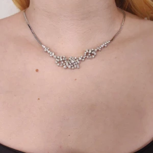 Colar Ouro Branco E Diamantes