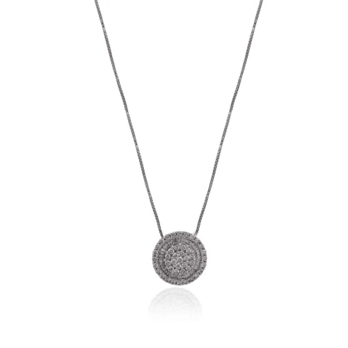 Colar Ouro Branco E Diamantes