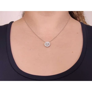 Colar Ouro Branco E Diamantes