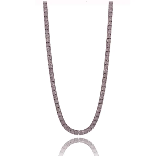 Colar Ouro Branco E Diamantes