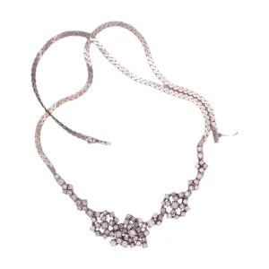 Colar Ouro Branco E Diamantes