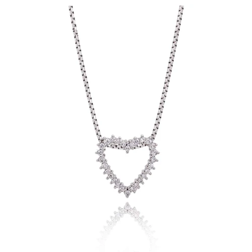 Colar Ouro Branco E Diamantes