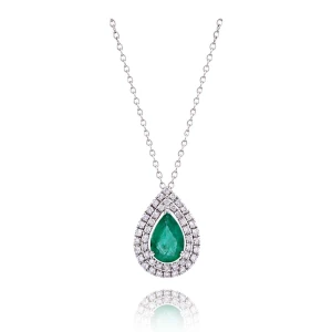 Colar Ouro Branco, Esmeralda E Diamantes