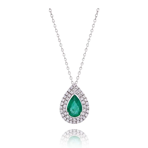 Colar Ouro Branco, Esmeralda E Diamantes