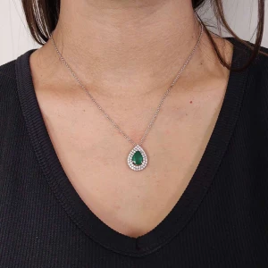 Colar Ouro Branco, Esmeralda E Diamantes