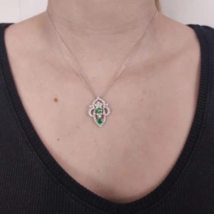 Colar Ouro Branco, Esmeraldas E Diamantes
