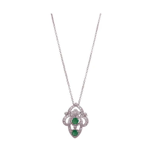 Colar Ouro Branco, Esmeraldas E Diamantes