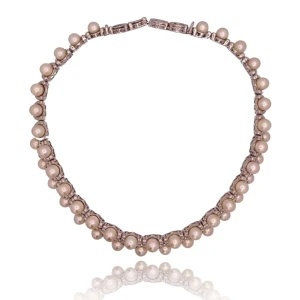 Colar Ouro Branco, Pérolas E Diamantes