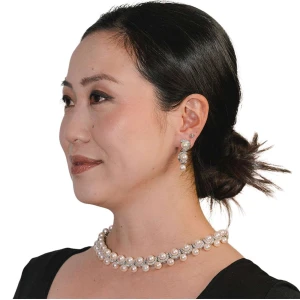 Colar Ouro Branco, Pérolas E Diamantes
