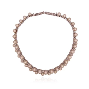 Colar Ouro Branco, Pérolas E Diamantes