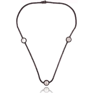 Colar Ouro Branco (Ródio Negro) E Diamantes