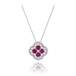 Colar Ouro Branco, Rubis E Diamantes