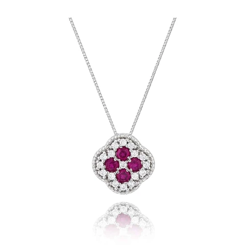 Colar Ouro Branco, Rubis E Diamantes