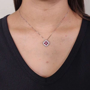 Colar Ouro Branco, Rubis E Diamantes