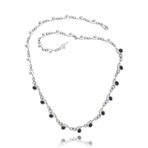 Colar Ouro Branco, Safiras E Diamantes