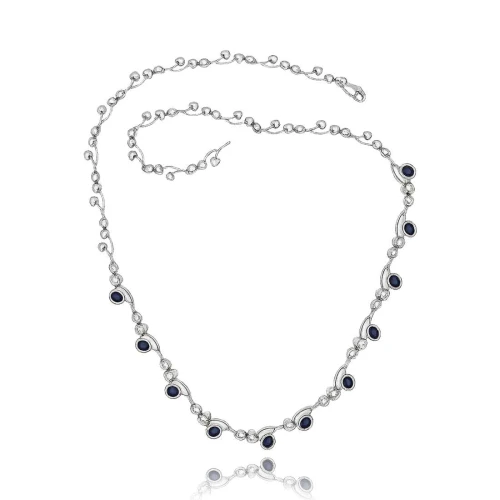 Colar Ouro Branco, Safiras E Diamantes