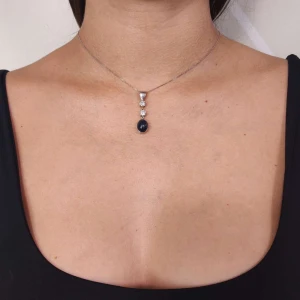 Colar Platina, Safira E Diamantes