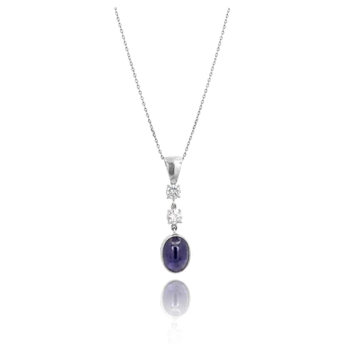Colar Platina, Safira E Diamantes