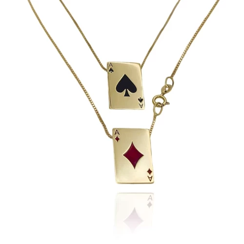 Escapulário Ouro 18K E Esmalte - Poker