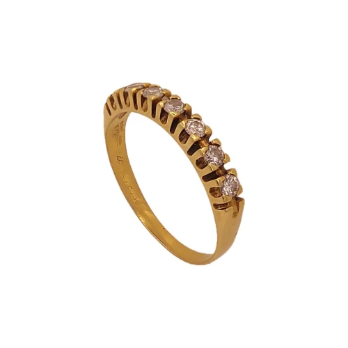 Meia Aliança Ouro 18K E Diamantes