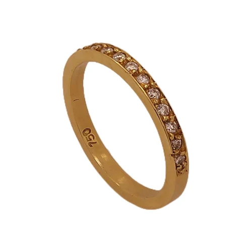 Meia Aliança Ouro 18K E Diamantes