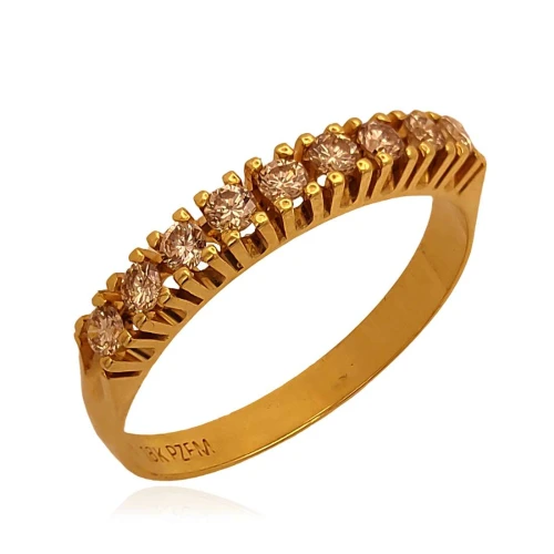 Meia Aliança Ouro 18K E Diamantes