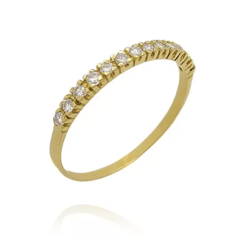 Meia Aliança Ouro 18K E Diamantes