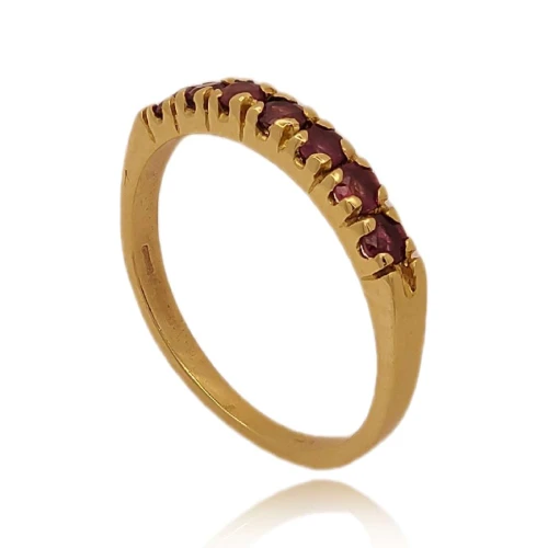 Meia Aliança Ouro 18K E Rubelitas