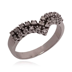 Meia Aliança Ouro Branco E Diamantes